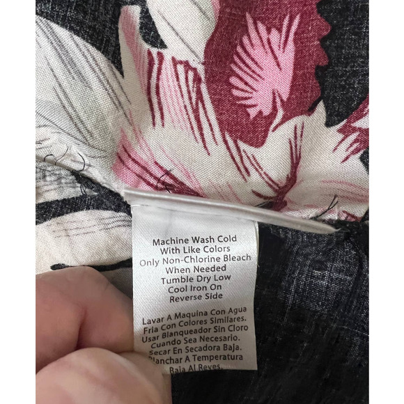 Tenth & Ocean Black Tropical Print Hawaiian Button Down, Size XLT - Picture 5 of 6